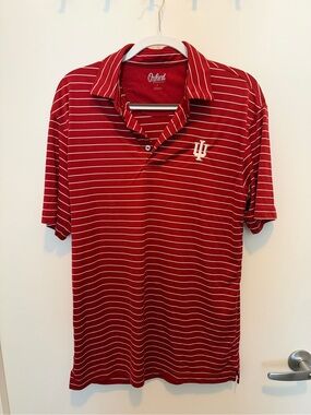Oxford Red Polo with White Stripes